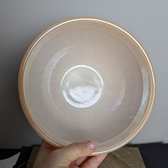 Fire KIng Peach Luster Swirl mixing bowl 8" - Picture 3 of 10